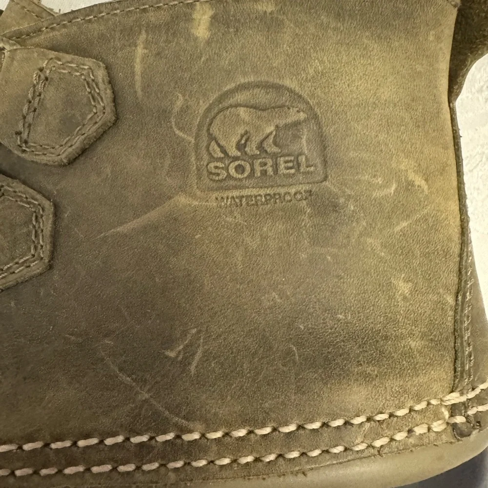 Sorel Out N‎ About Leather Casual Duck Boot Sage Black  Women’s 10 Waterproof
